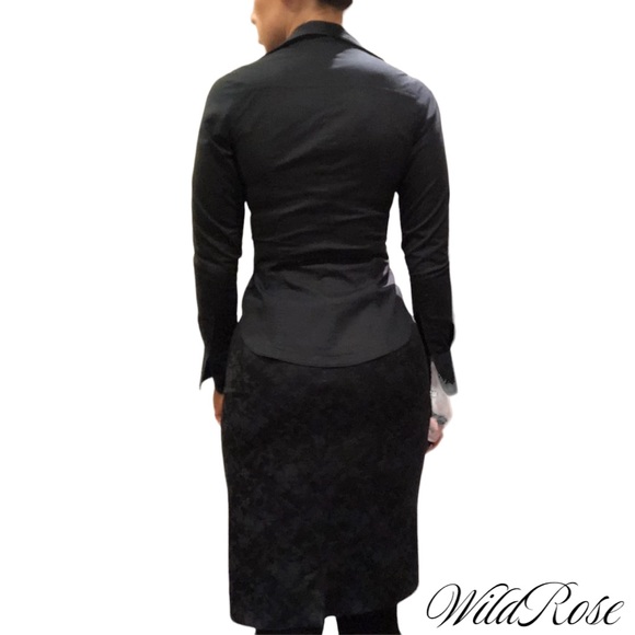 Byron Lars Black Cotton Long Sleeve Button Up Top - Picture 4 of 8